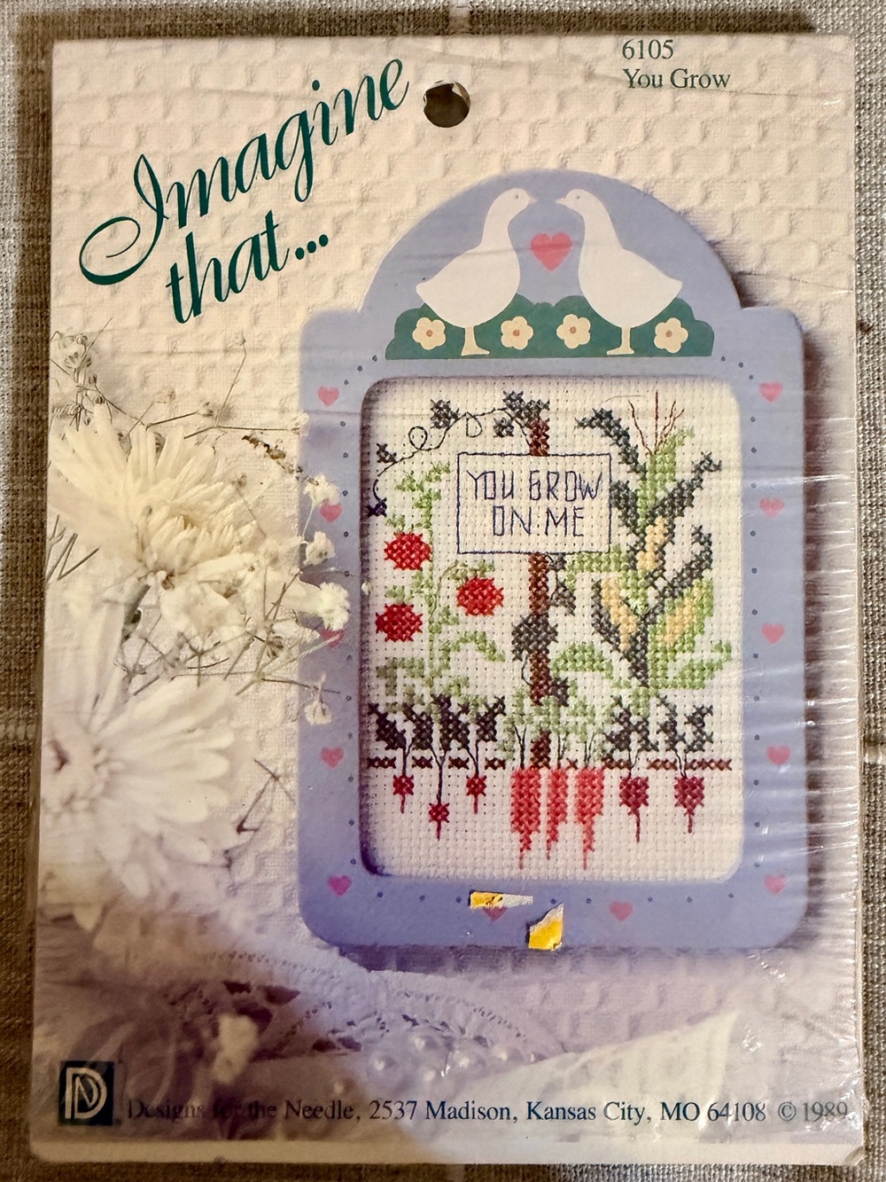 'You Grow On Me' Gardening Theme With Goose Frame Cross Stitch Needlepoint Kit